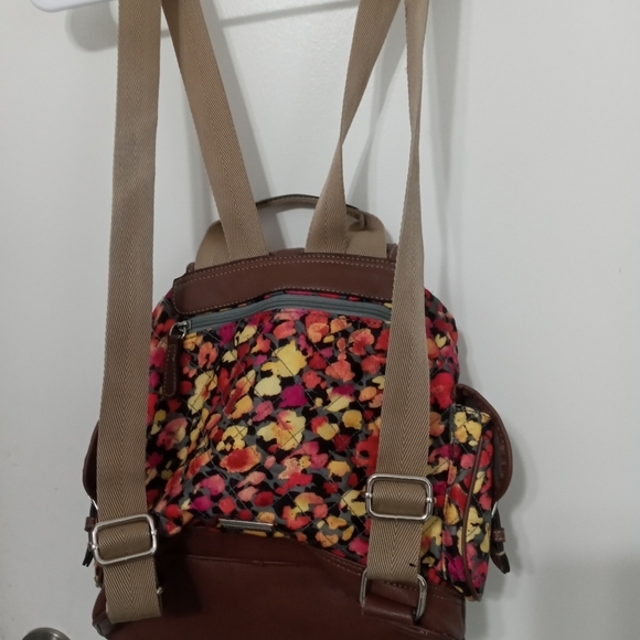 Vince Camuto Floral Cinch Backpack Brown Trim beige Straps main image 9